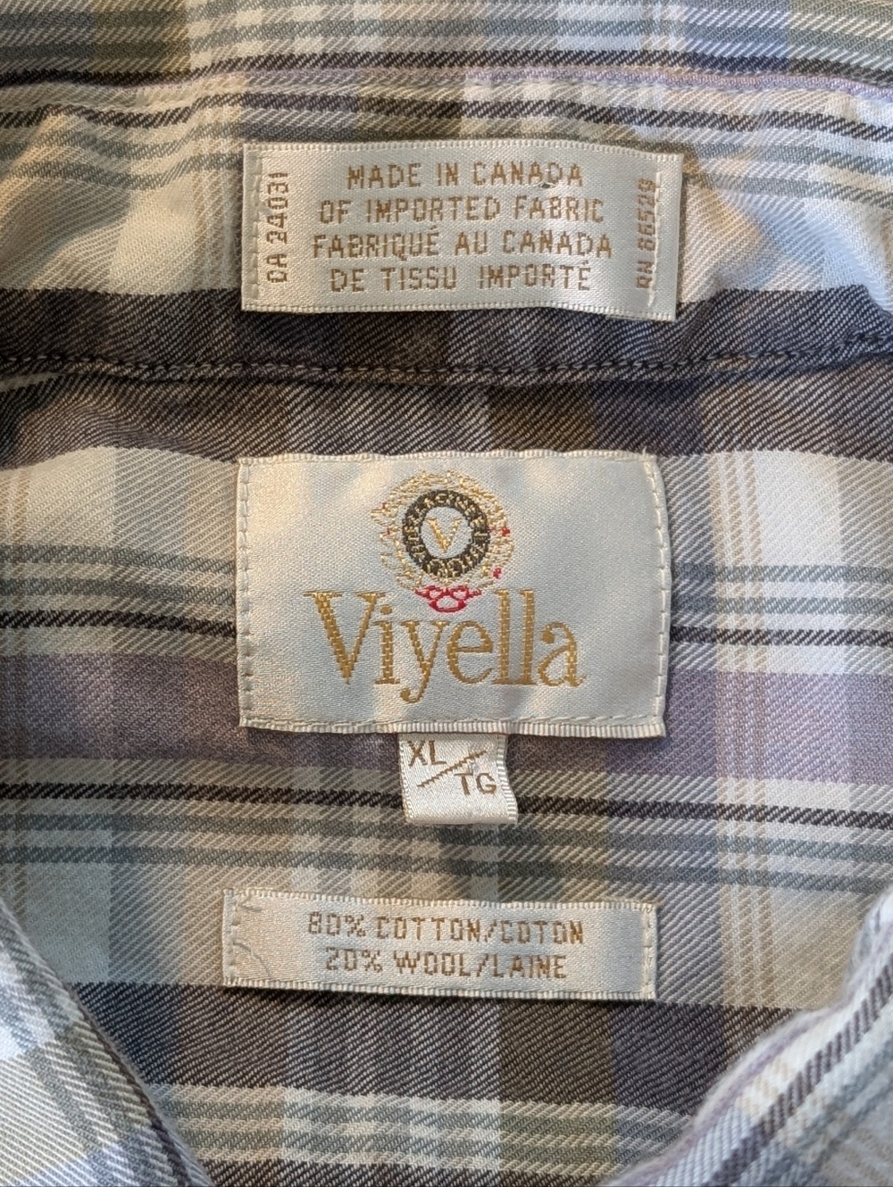 Viyella Vintage Canada Cotton Wool Plaid Button Down Long Sleeve Shirt Size XL - Picture 5 of 8